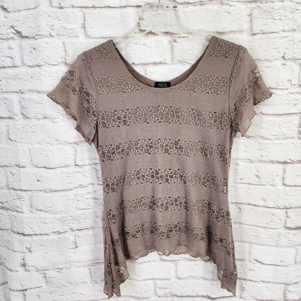 Vintage Y2K Lace Top Country Cowgirl Festival Shabby Asymmetrical Hem Medium